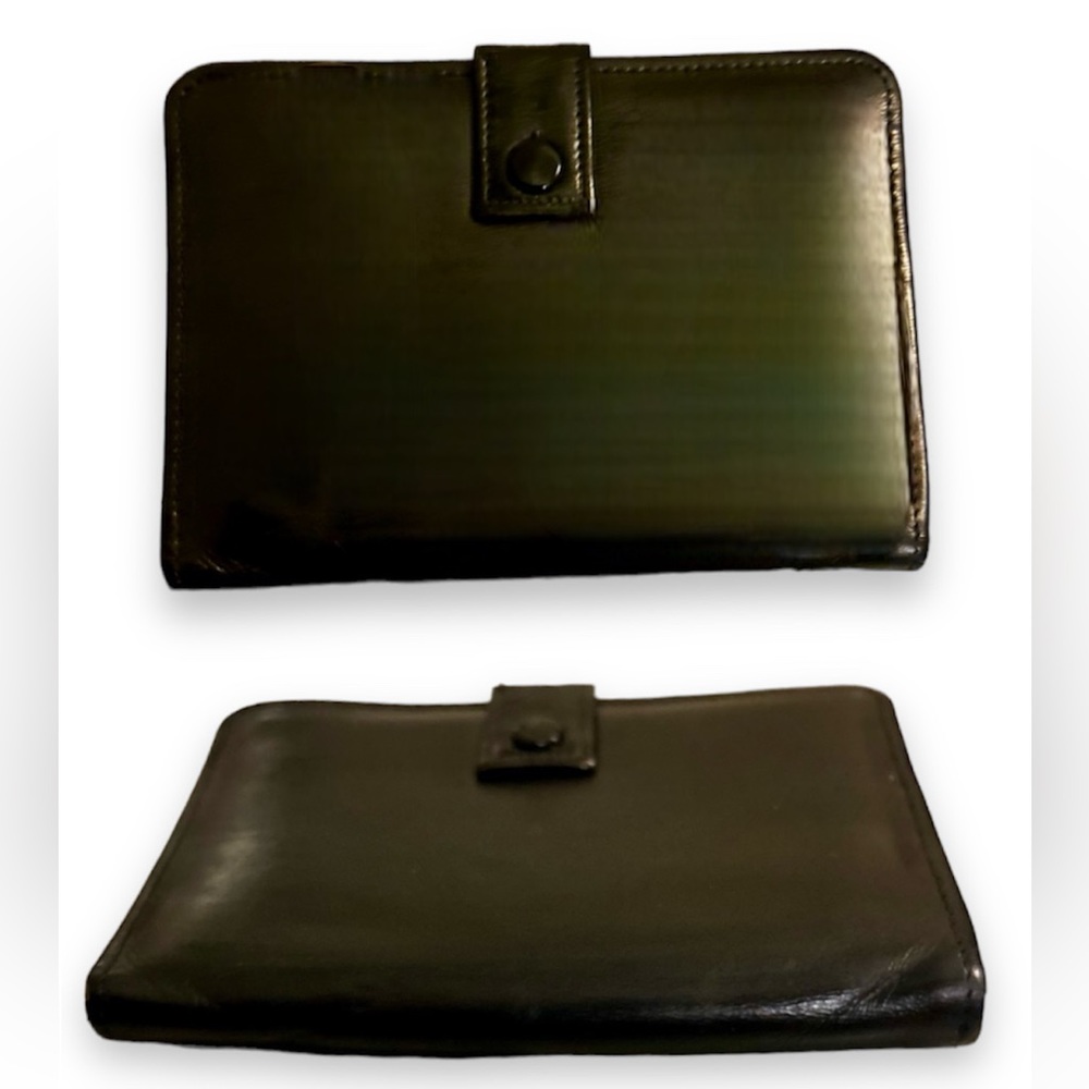 RARE Vintage Genuine Leather Black Snap Closure Wallet Clutch BaG